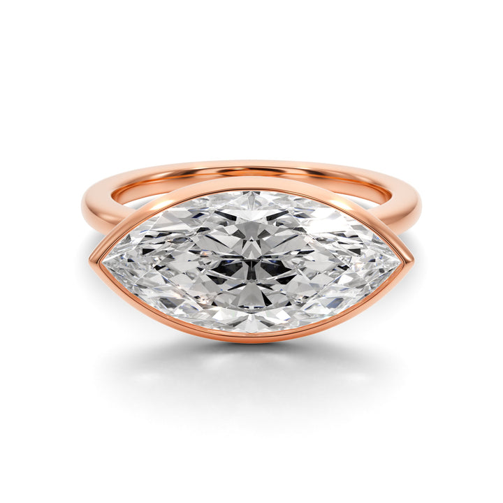 Royal Marquise East West Bezel Engagement Ring - R1015 in Ring by 18 KARATS