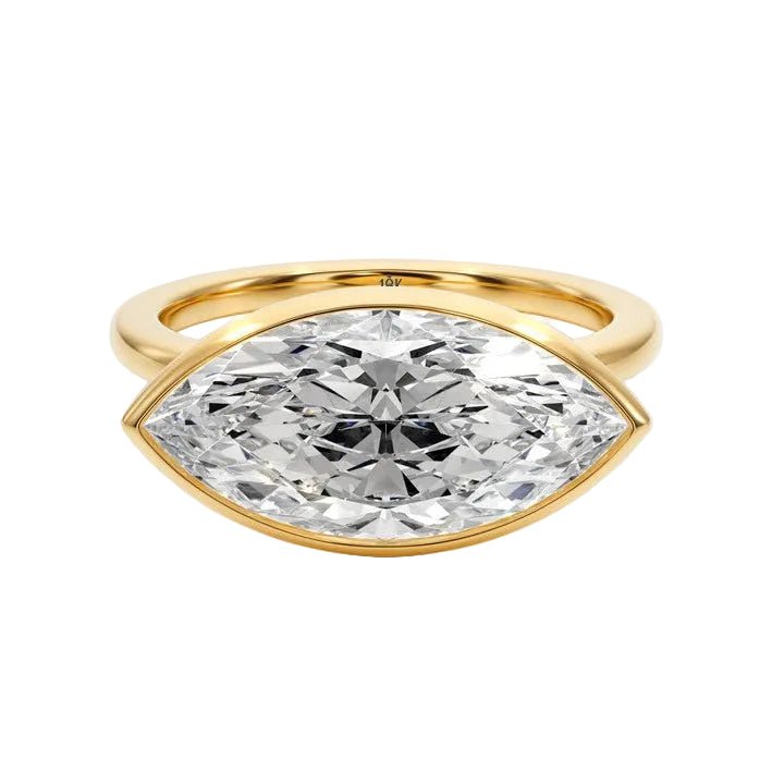 Royal Marquise East West Bezel Engagement Ring - R1015 in Ring by 18 KARATS