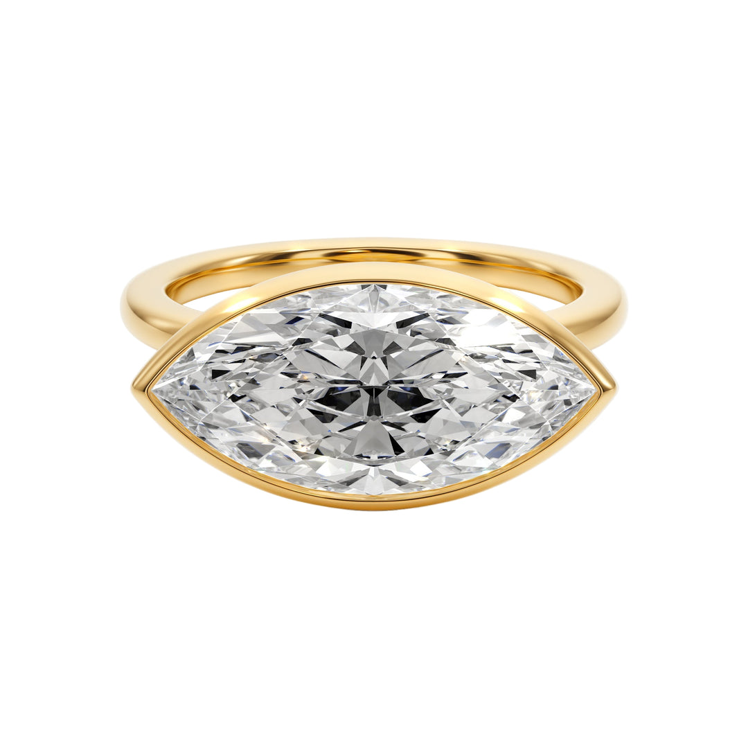 Royal Marquise East West Bezel Engagement Ring - R1015 in Ring by 18 KARATS