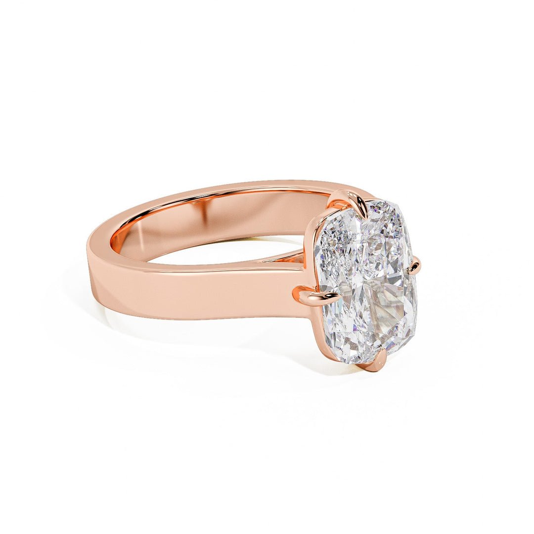 Serene Cathedral Compass Prongs Elongated Cushion Diamond Engagement Ring in Ring by 18 KARATS INC.