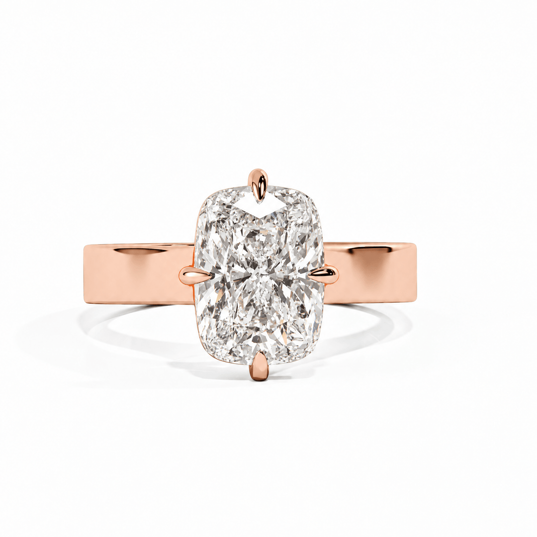 Serene Cathedral Compass Prongs Elongated Cushion Diamond Engagement Ring in Ring by 18 KARATS INC.