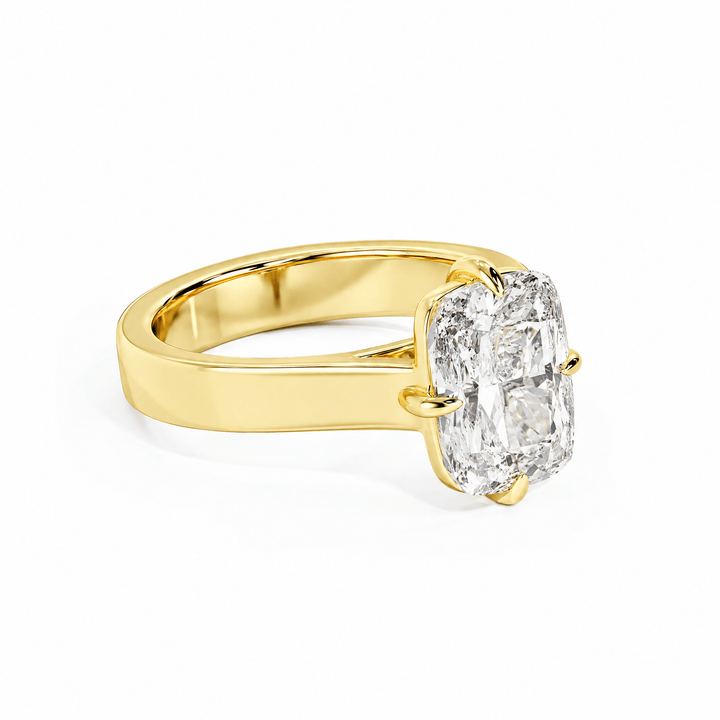 Serene Cathedral Compass Prongs Elongated Cushion Diamond Engagement Ring in Ring by 18 KARATS INC.