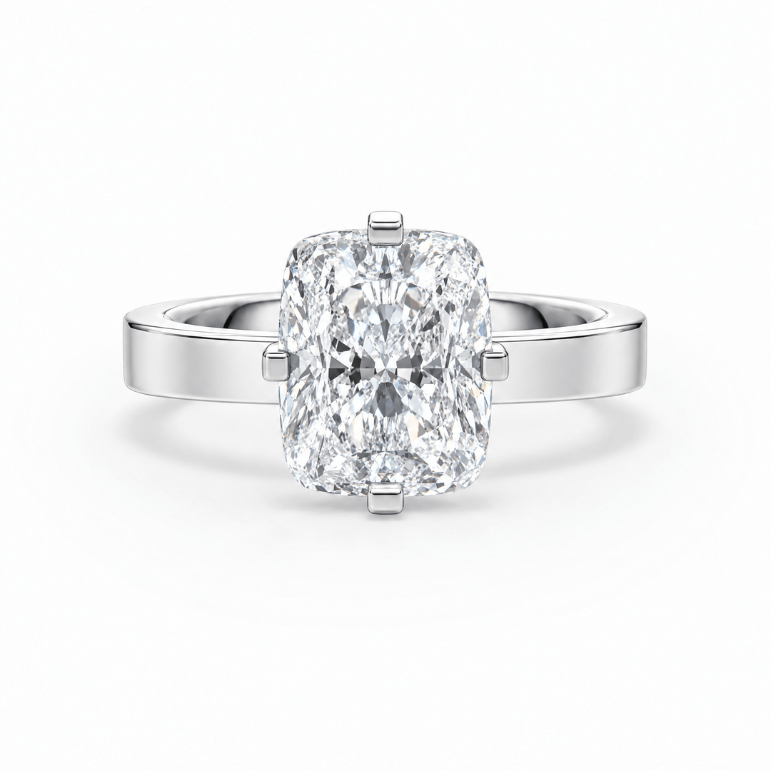 Serene Compass Prongs Elongated Cushion Lab Diamond Ring in Ready Rings by 18 KARATS INC.