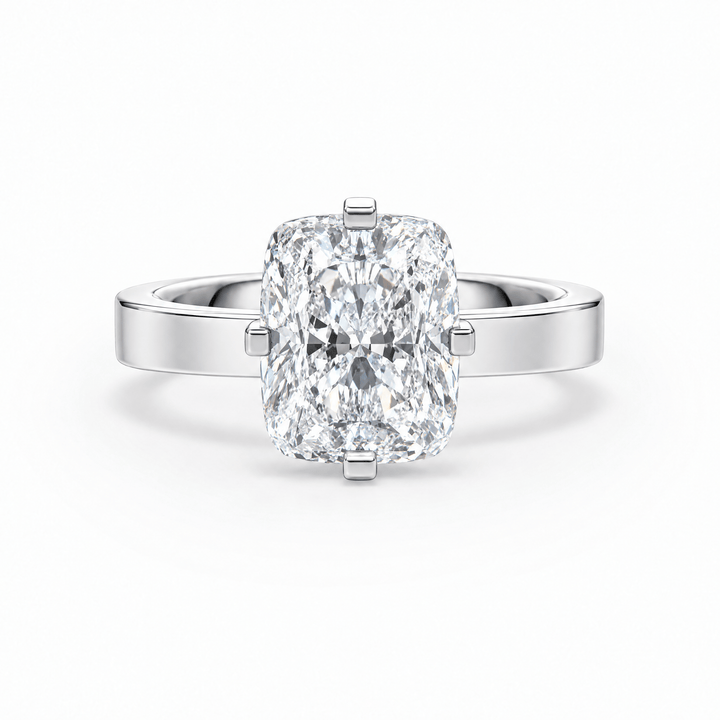 Serene Compass Prongs Elongated Cushion Lab Diamond Ring in Ready Rings by 18 KARATS INC.