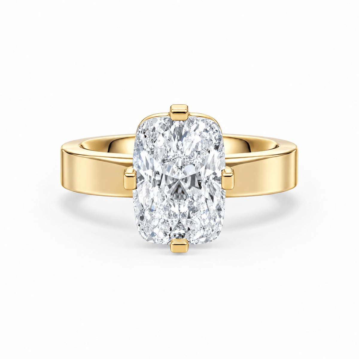 Serene Compass Prongs Elongated Cushion Lab Diamond Ring in Ready Rings by 18 KARATS INC.