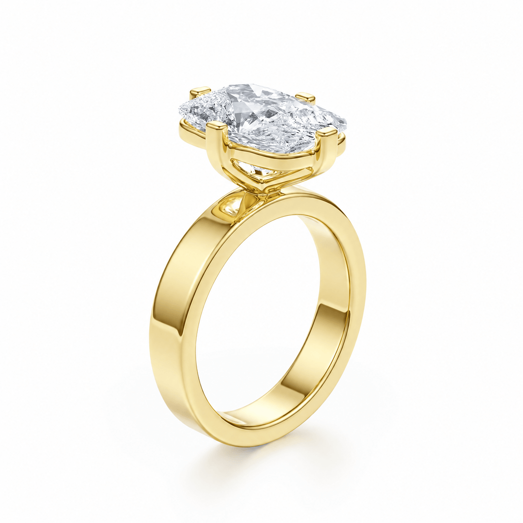 Serene Compass Prongs Elongated Cushion Lab Diamond Ring in Ready Rings by 18 KARATS INC.