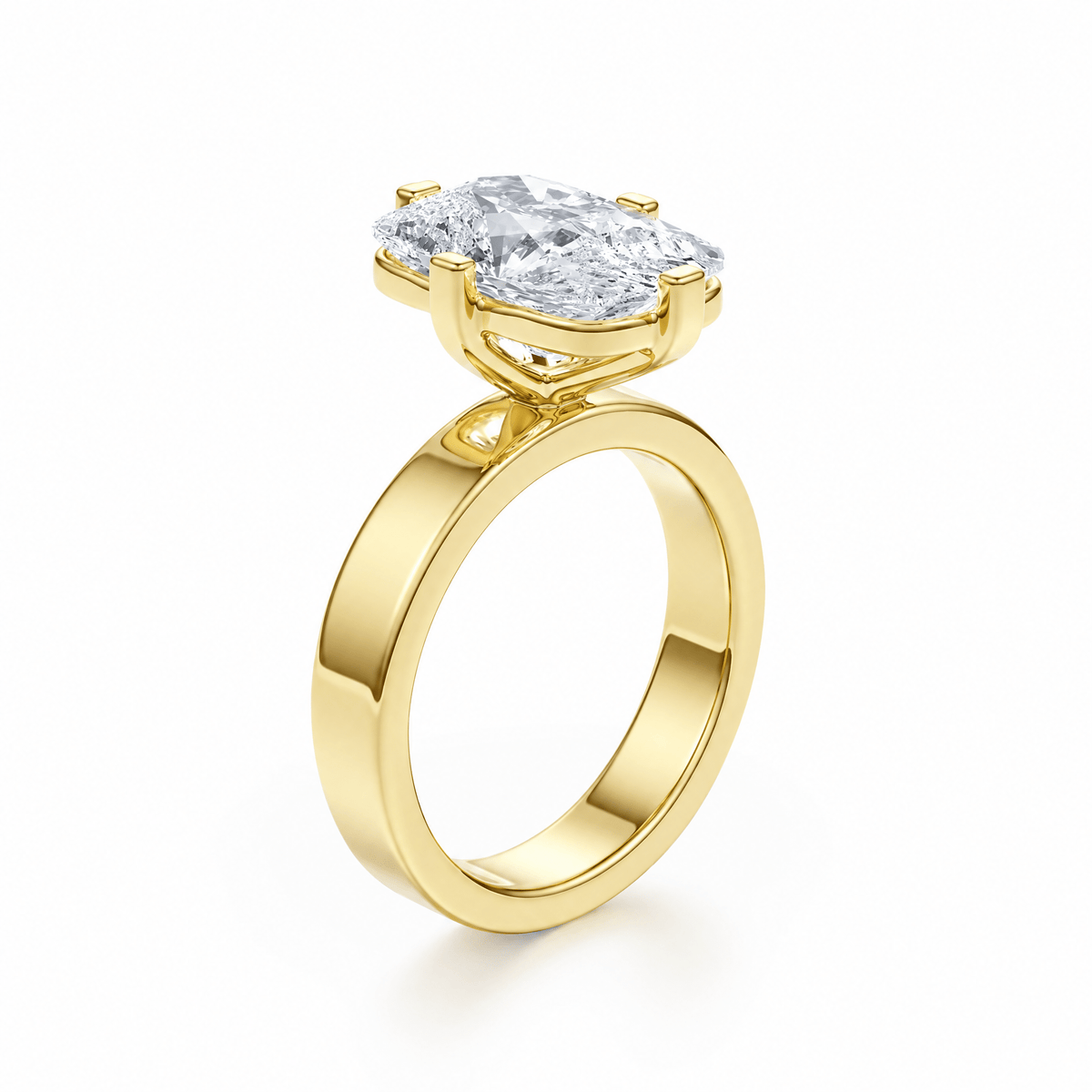 Serene Compass Prongs Elongated Cushion Lab Diamond Ring in Ready Rings by 18 KARATS INC.