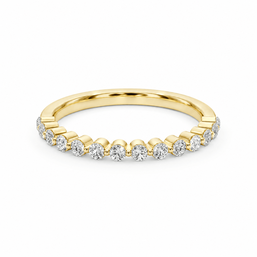 Shared Prong Half-Eternity Diamond Band in Wedding Bands by 18 KARATS INC.