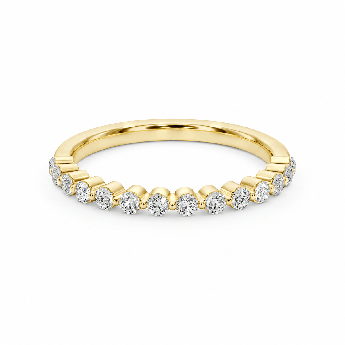 Shared Prong Half-Eternity Diamond Band in Wedding Bands by 18 KARATS INC.