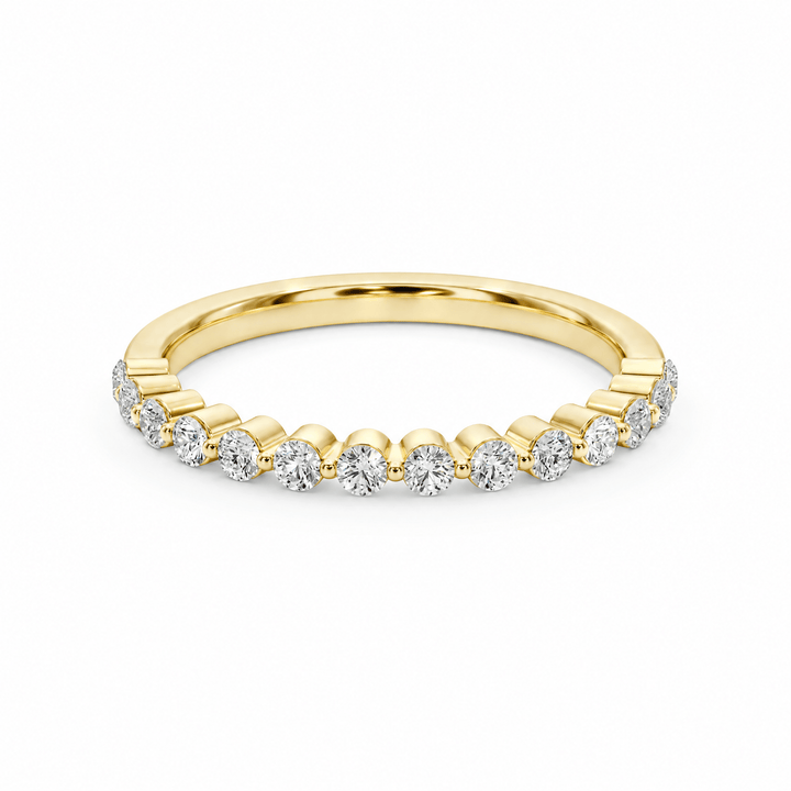 Shared Prong Half-Eternity Diamond Band in Wedding Bands by 18 KARATS INC.