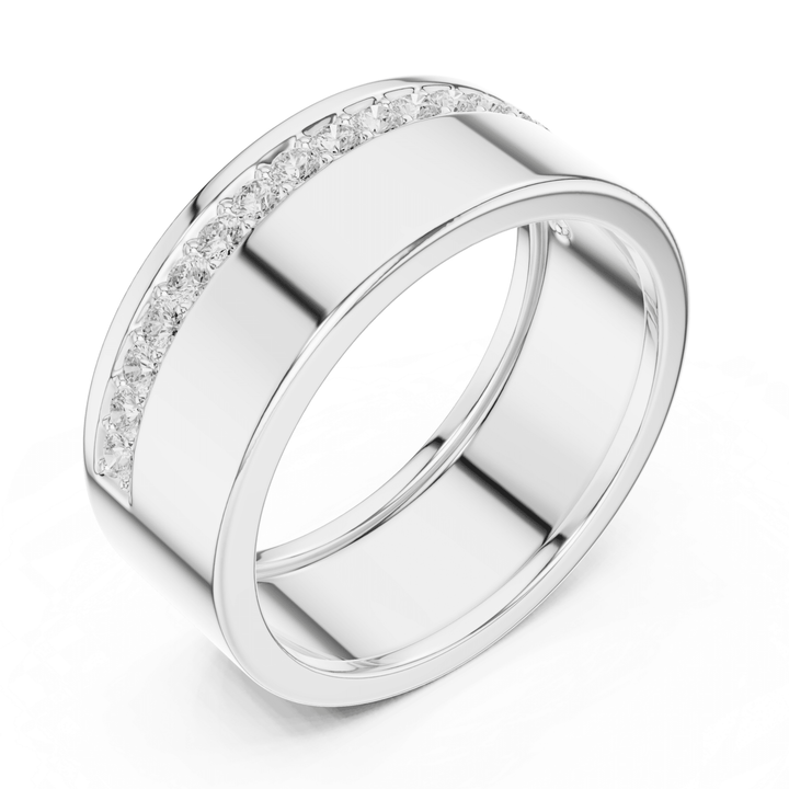 Single Row Round Diamond Men's Band - B1135 in Wedding Bands by 18 KARATS INC.