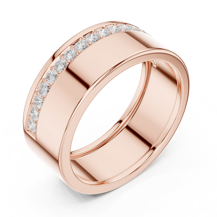 Single Row Round Diamond Men's Band - B1135 in Wedding Bands by 18 KARATS INC.