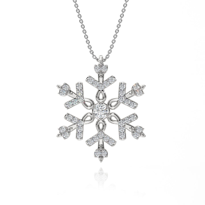 Snowflake Pendant With Lab Grown Diamonds - S3002 in Necklace by 18 KARATS