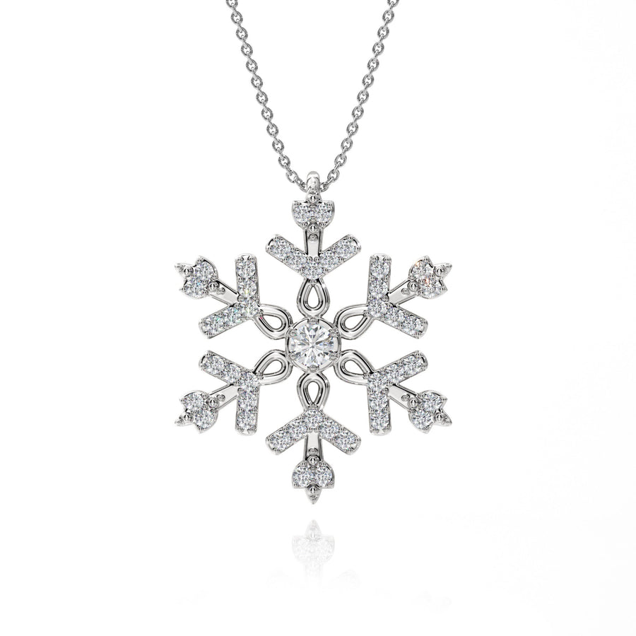 Snowflake Pendant With Lab Grown Diamonds - S3002 in Necklace by 18 KARATS