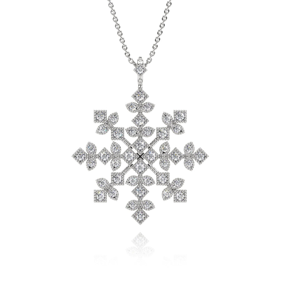 Snowflake Pendant With Lab Grown Diamonds - S3003 in Necklace by 18 KARATS