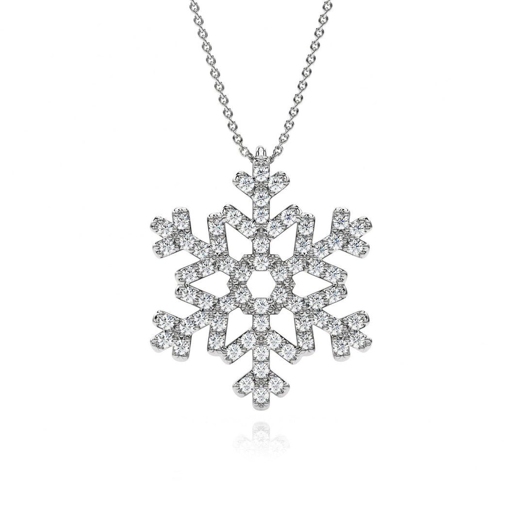 Snowflake Pendant With Lab Grown Diamonds - S3004 in Necklace by 18 KARATS