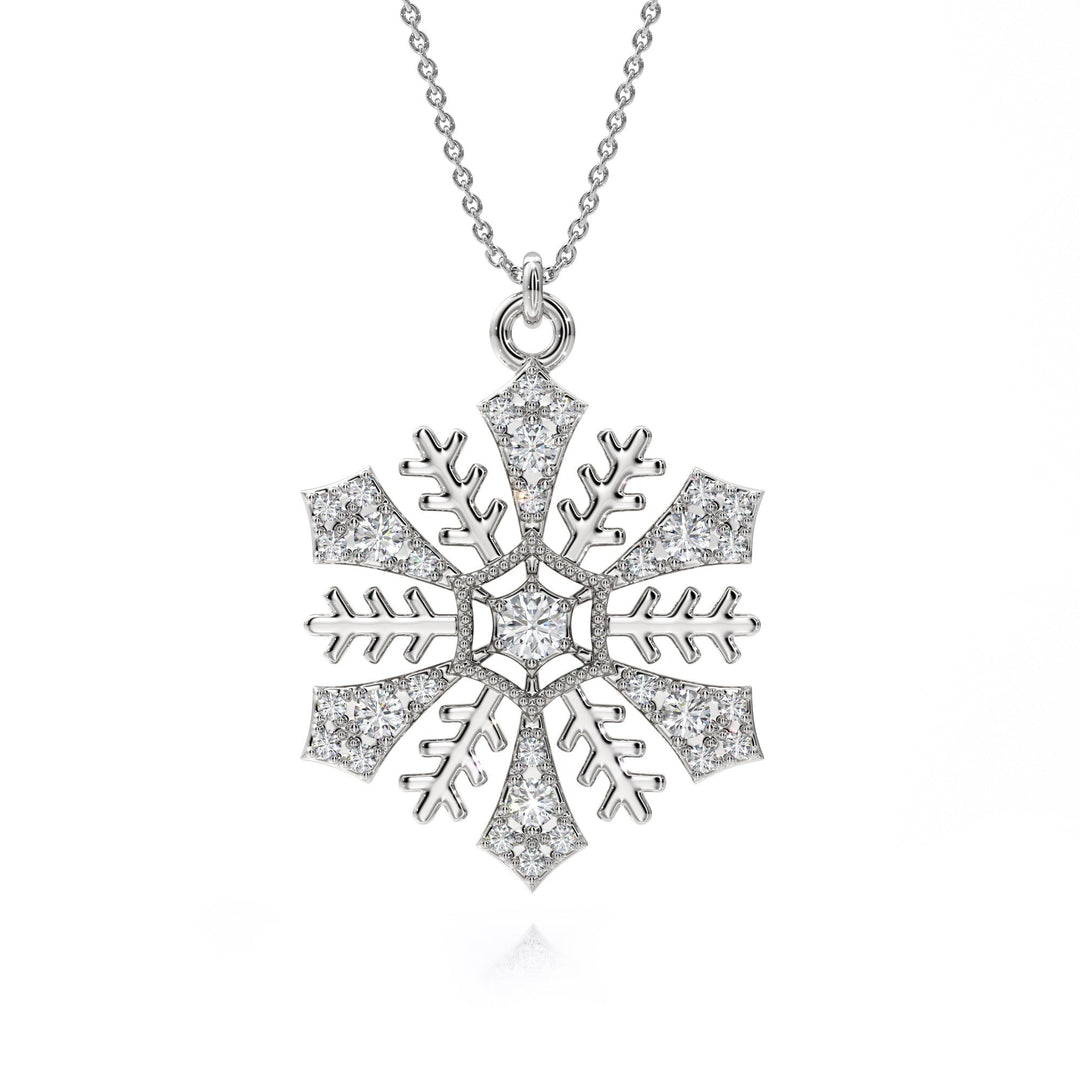Snowflake Pendant With Lab Grown Diamonds - S3005 in Necklace by 18 KARATS