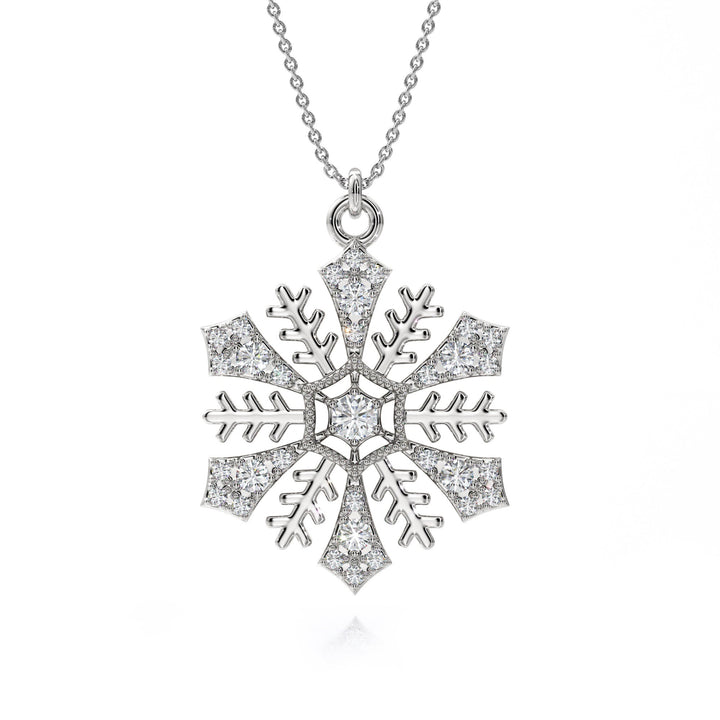 Snowflake Pendant With Lab Grown Diamonds - S3005 in Necklace by 18 KARATS