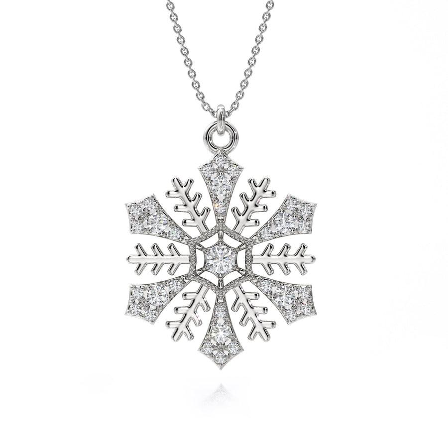 Snowflake Pendant With Lab Grown Diamonds - S3005 in Necklace by 18 KARATS