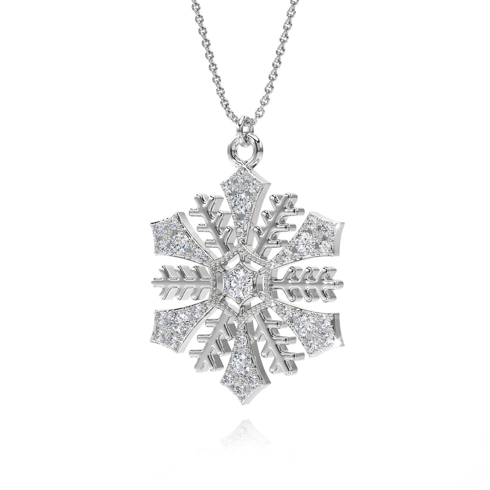 Snowflake Pendant With Lab Grown Diamonds - S3005 in Necklace by 18 KARATS