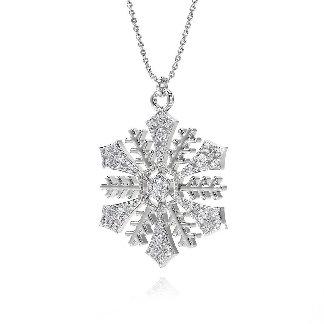 Snowflake Pendant With Lab Grown Diamonds - S3005 in Necklace by 18 KARATS