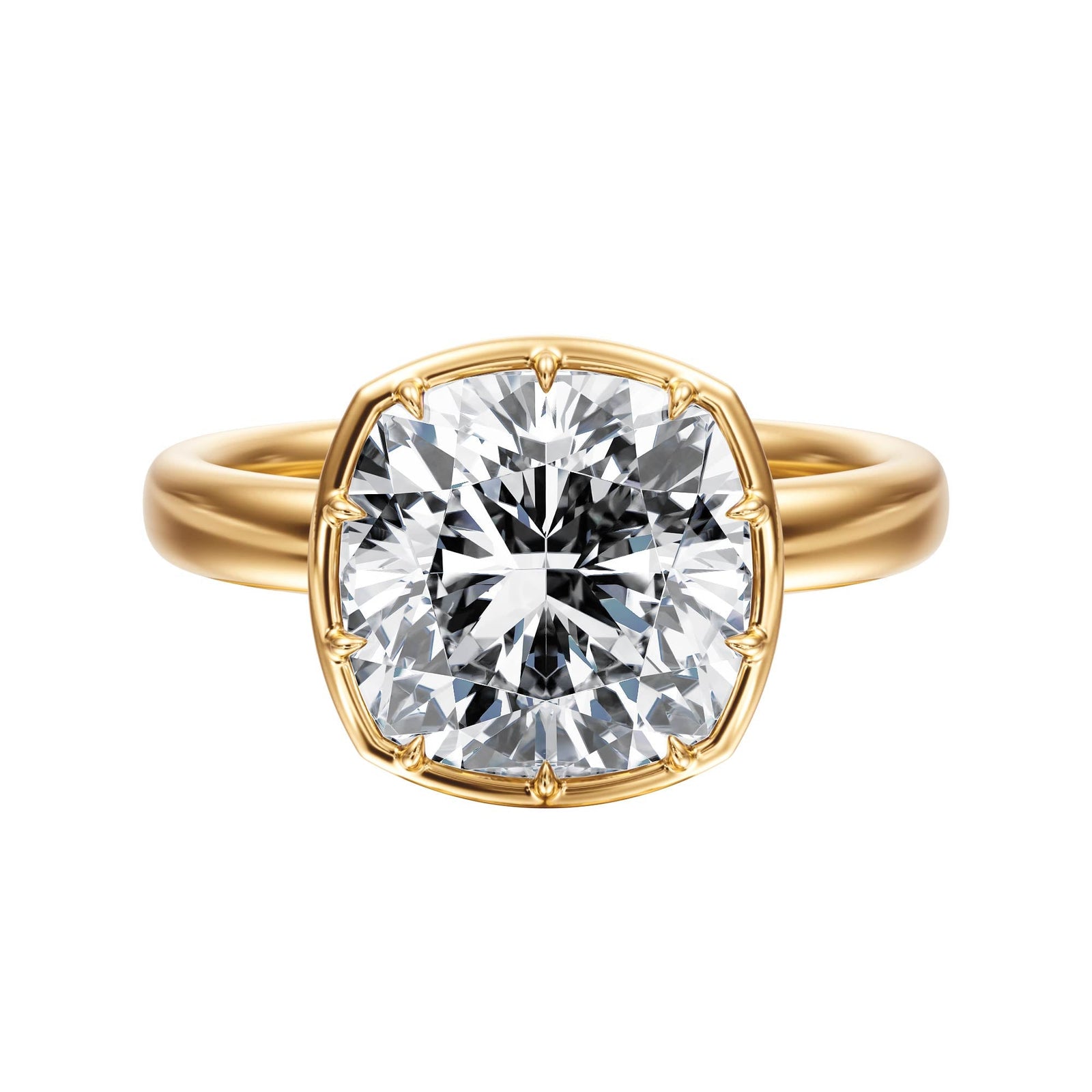 Solenne Button Back Cushion Diamond Engagement Ring - R1077 in Ring by 18 KARATS INC.