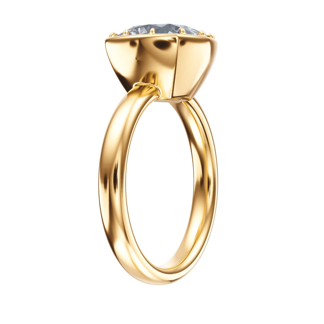 Solenne Button Back Cushion Diamond Engagement Ring - R1077 in Ring by 18 KARATS INC.
