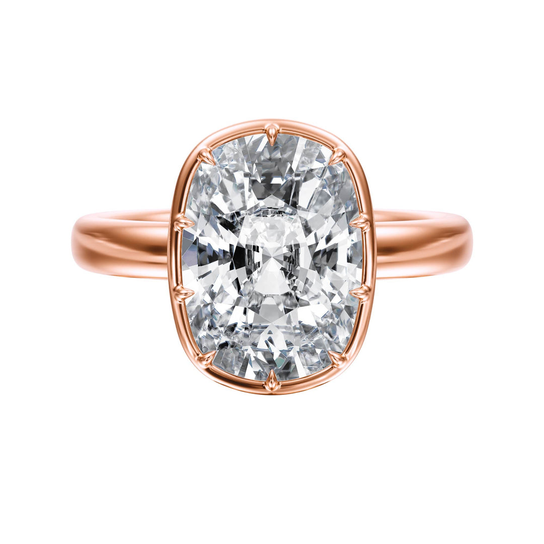 Solenne Button Back Elongated Cushion Diamond Engagement Ring - R1076 in Ring by 18 KARATS INC.