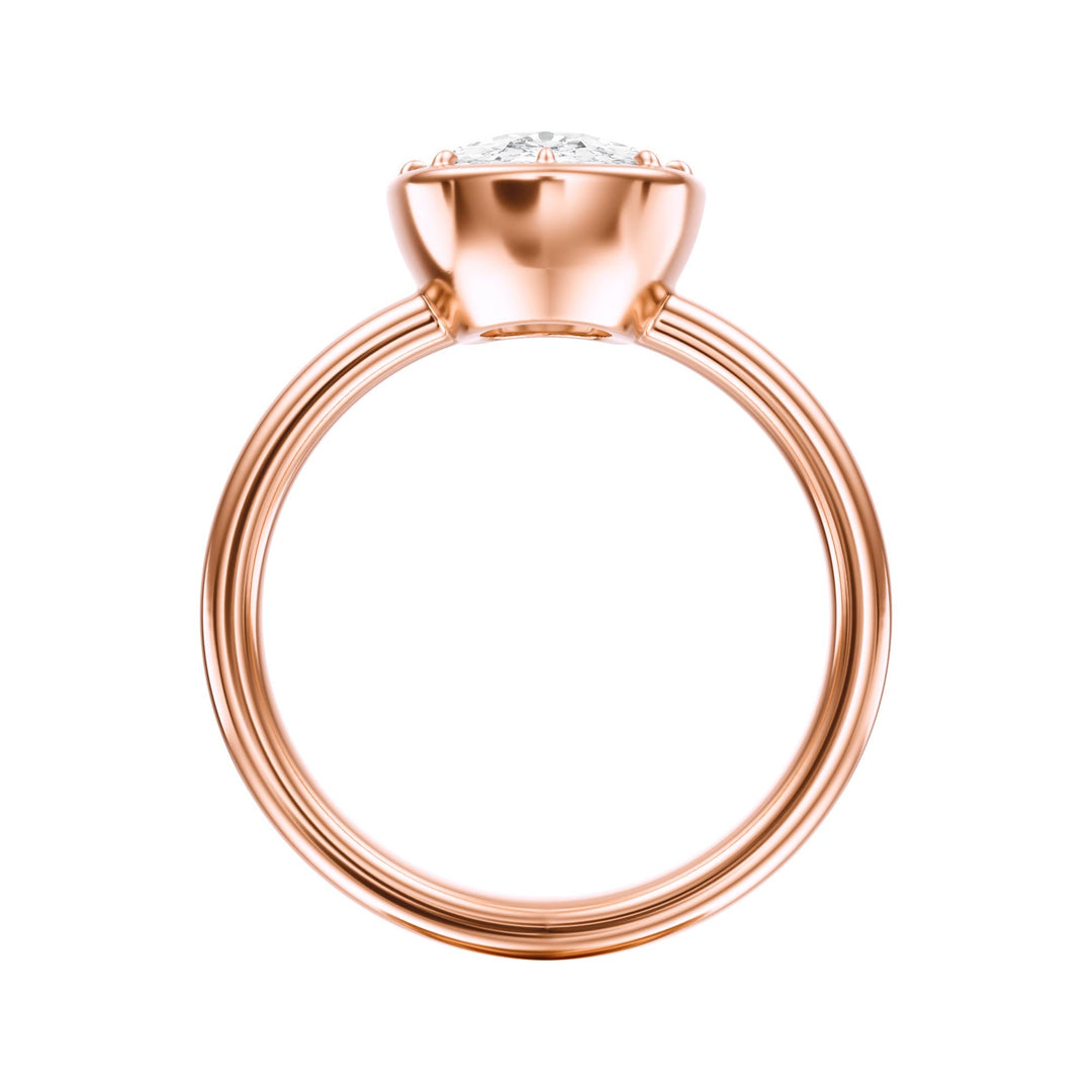Solenne Button Back Elongated Cushion Diamond Engagement Ring - R1076 in Ring by 18 KARATS INC.
