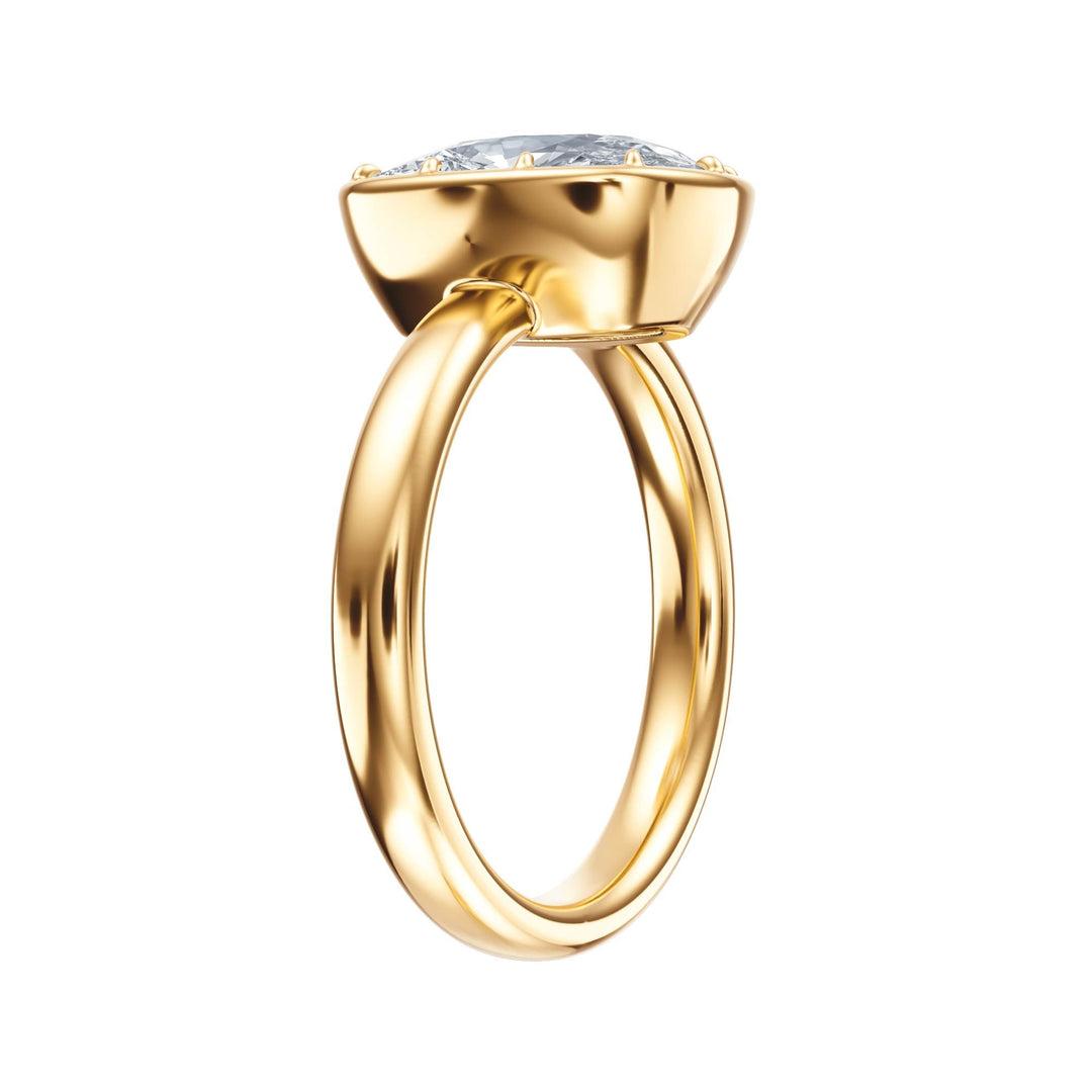 Solenne Button Back Elongated Cushion Diamond Engagement Ring - R1076 in Ring by 18 KARATS INC.