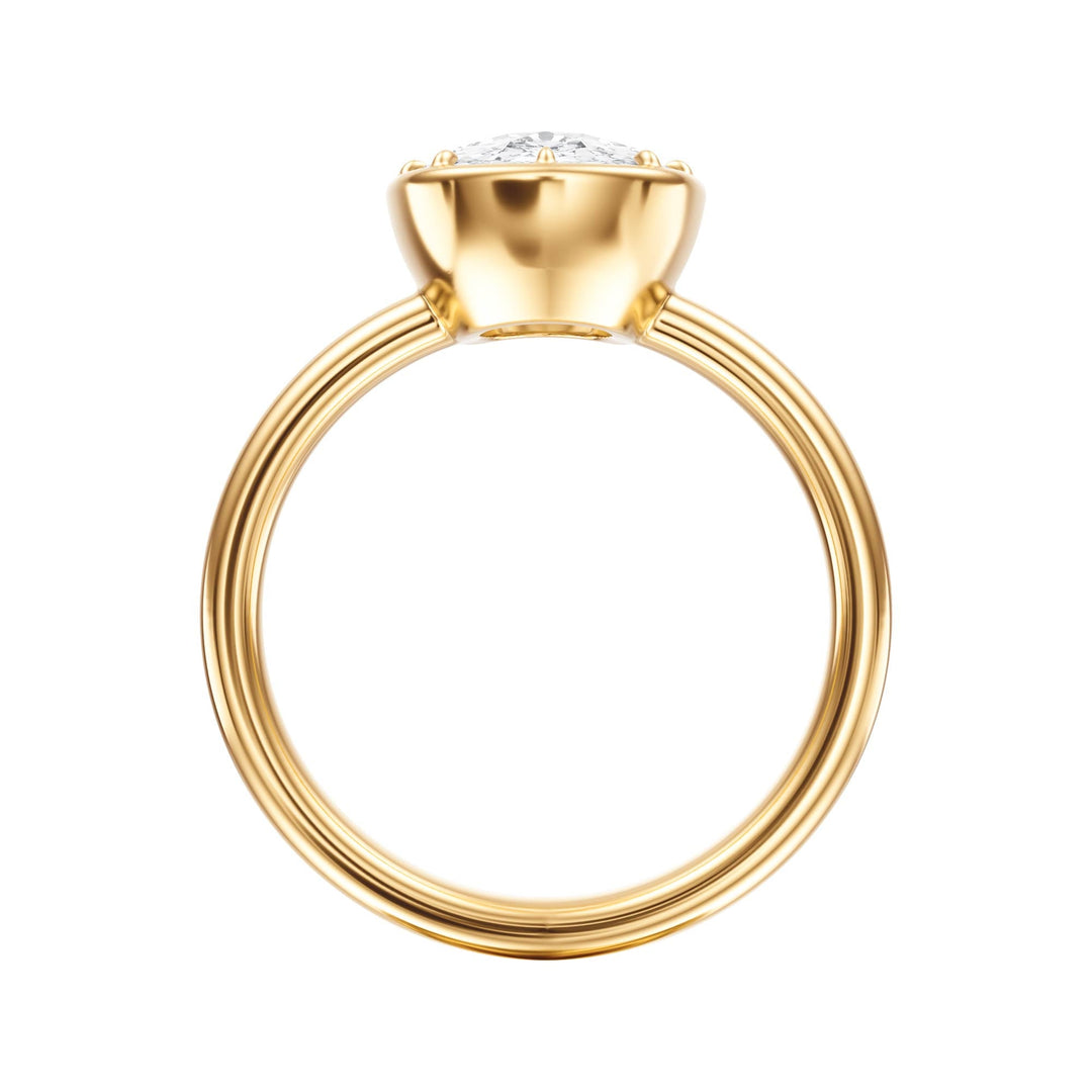Solenne Button Back Elongated Cushion Diamond Engagement Ring - R1076 in Ring by 18 KARATS INC.
