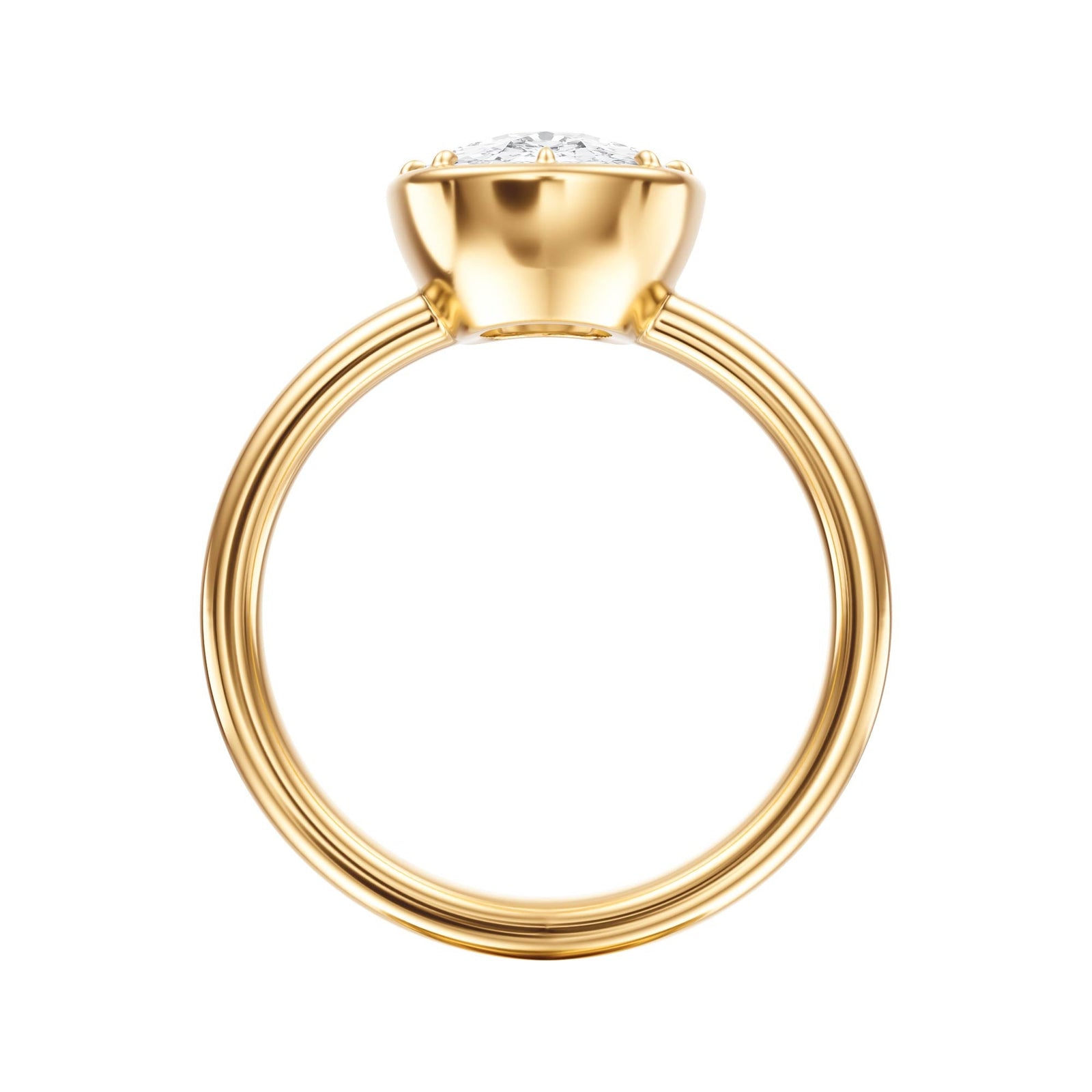 Solenne Button Back Elongated Cushion Diamond Engagement Ring - R1076 in Ring by 18 KARATS INC.