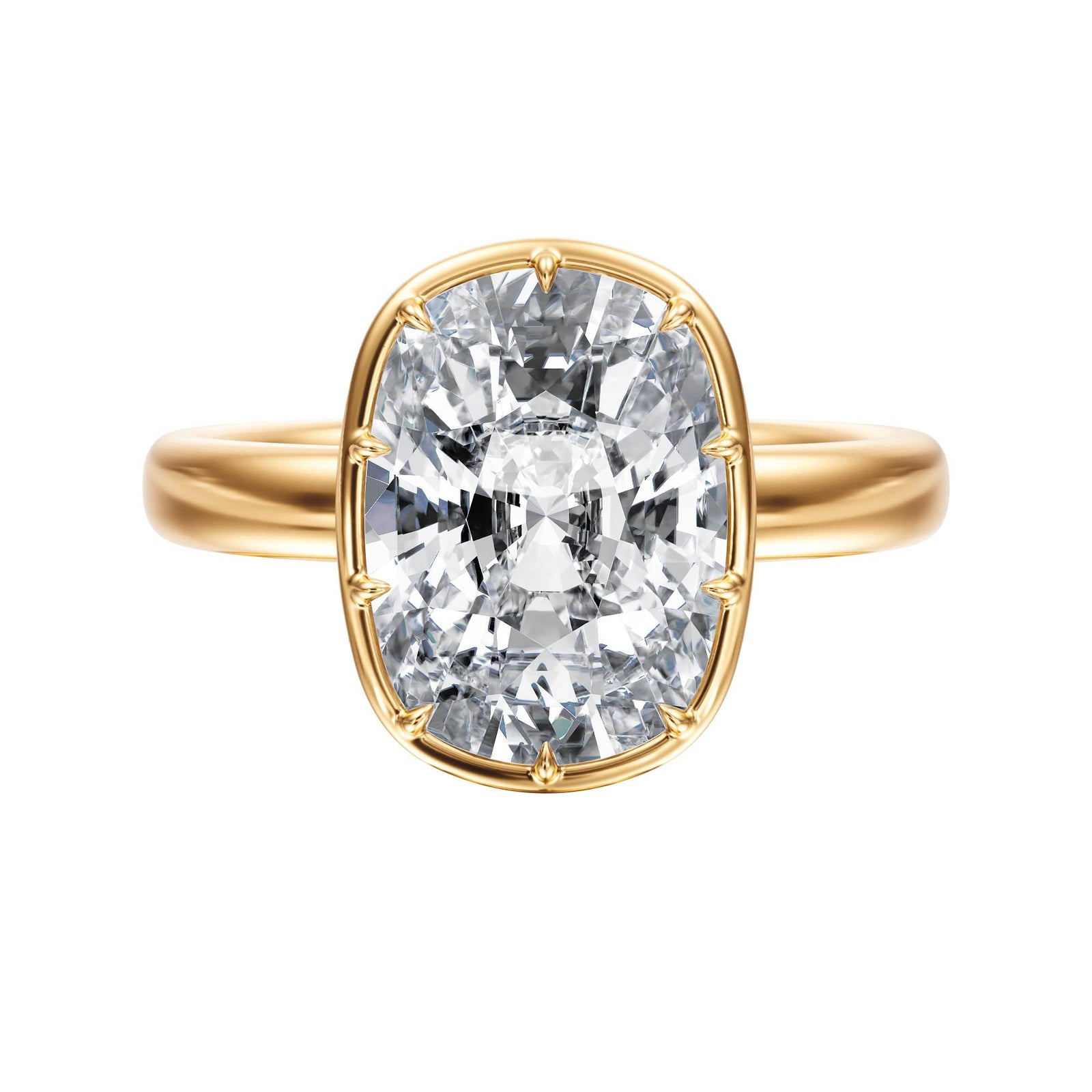 Solenne Button Back Elongated Cushion Diamond Engagement Ring - R1076 in Ring by 18 KARATS INC.