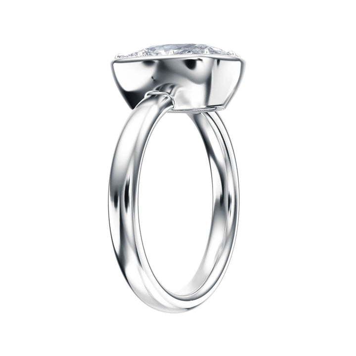 Solenne Button Back Elongated Cushion Diamond Engagement Ring - R1076 in Ring by 18 KARATS INC.