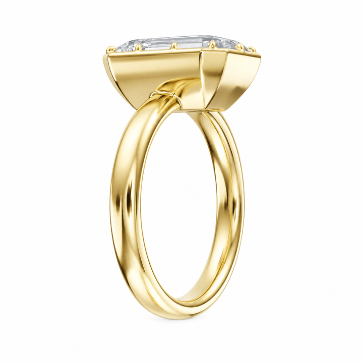 Solenne Button Back Emerald Diamond Engagement Ring in Ring by 18 KARATS INC.