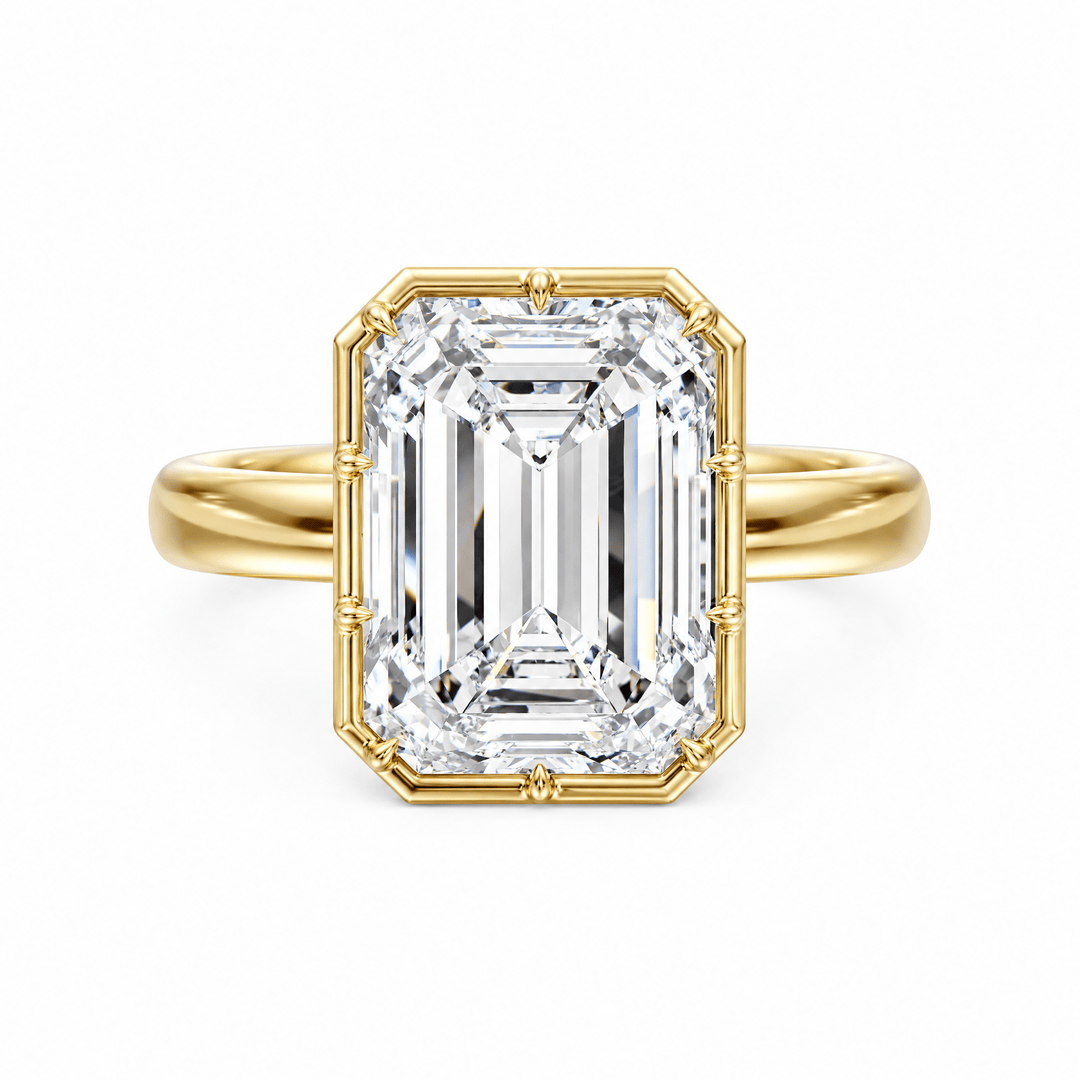 Solenne Button Back Emerald Diamond Engagement Ring in Ring by 18 KARATS INC.