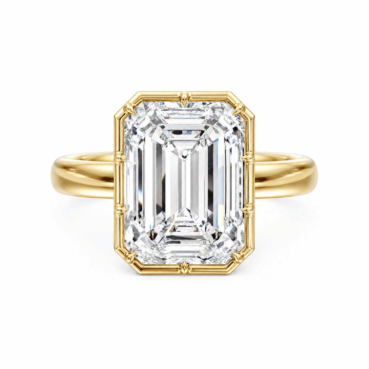 Solenne Button Back Emerald Diamond Engagement Ring in Ring by 18 KARATS INC.