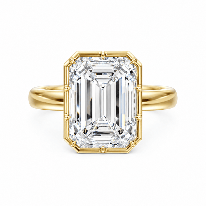 Solenne Button Back Emerald Diamond Engagement Ring in Ring by 18 KARATS INC.