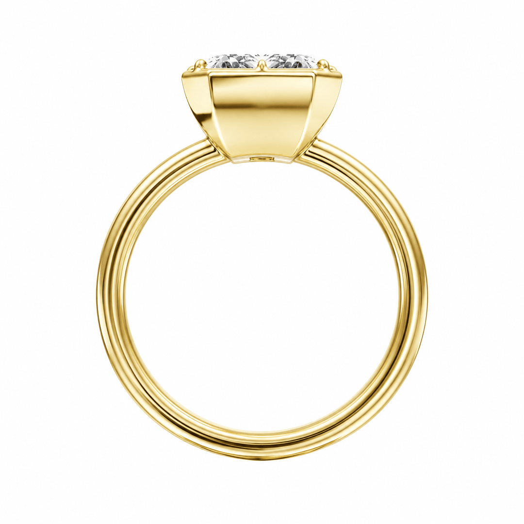 Solenne Button Back Emerald Diamond Engagement Ring in Ring by 18 KARATS INC.