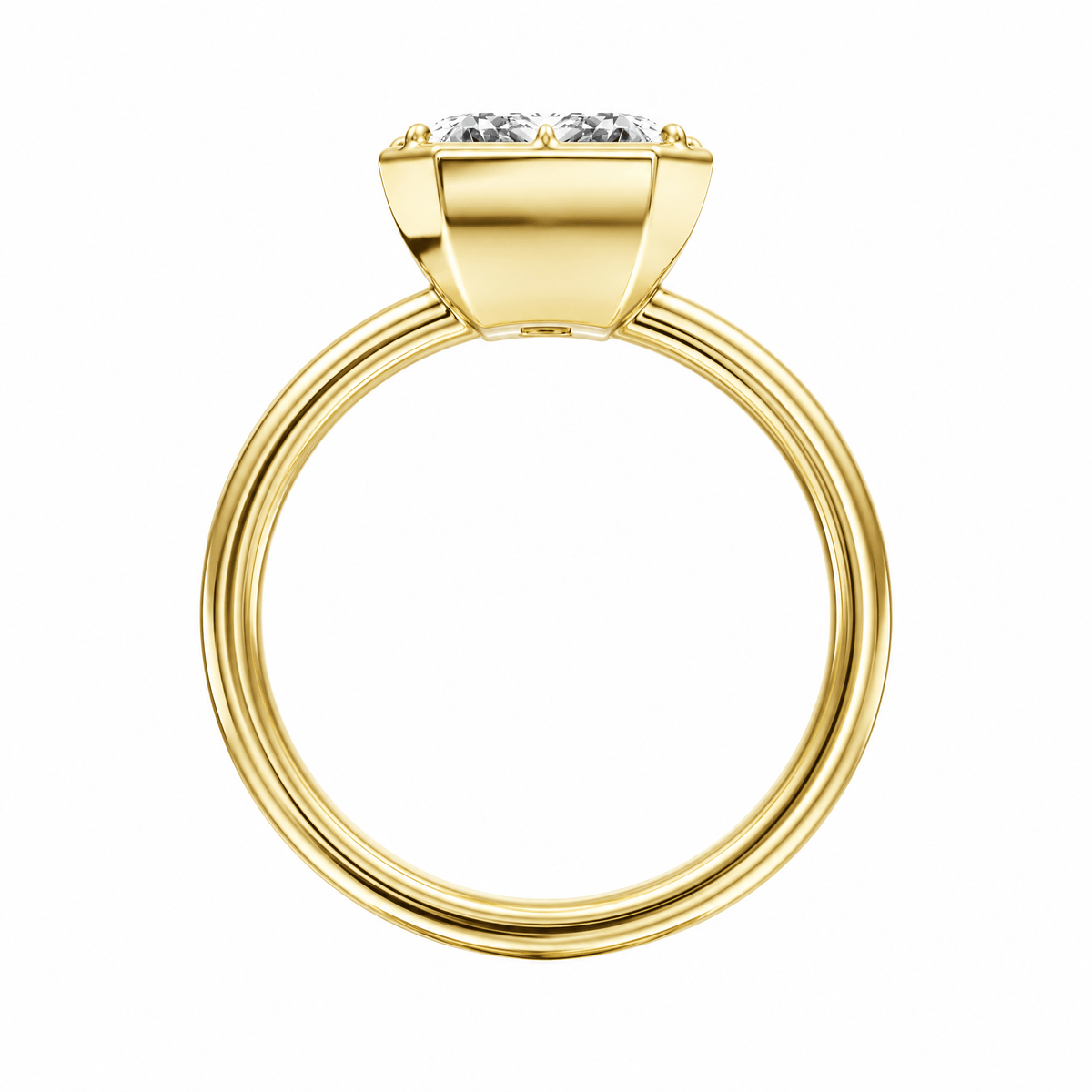 Solenne Button Back Emerald Diamond Engagement Ring in Ring by 18 KARATS INC.