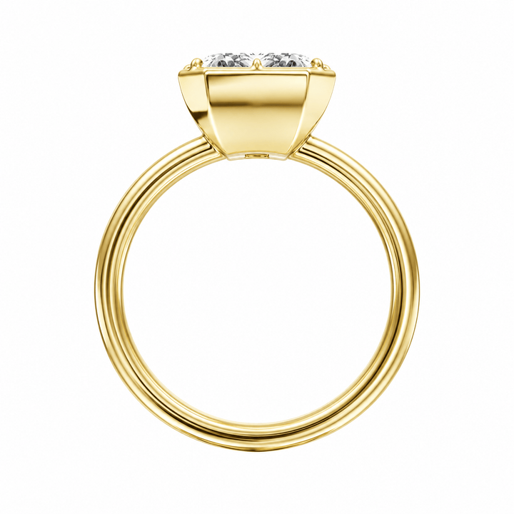 Solenne Button Back Emerald Diamond Engagement Ring in Ring by 18 KARATS INC.