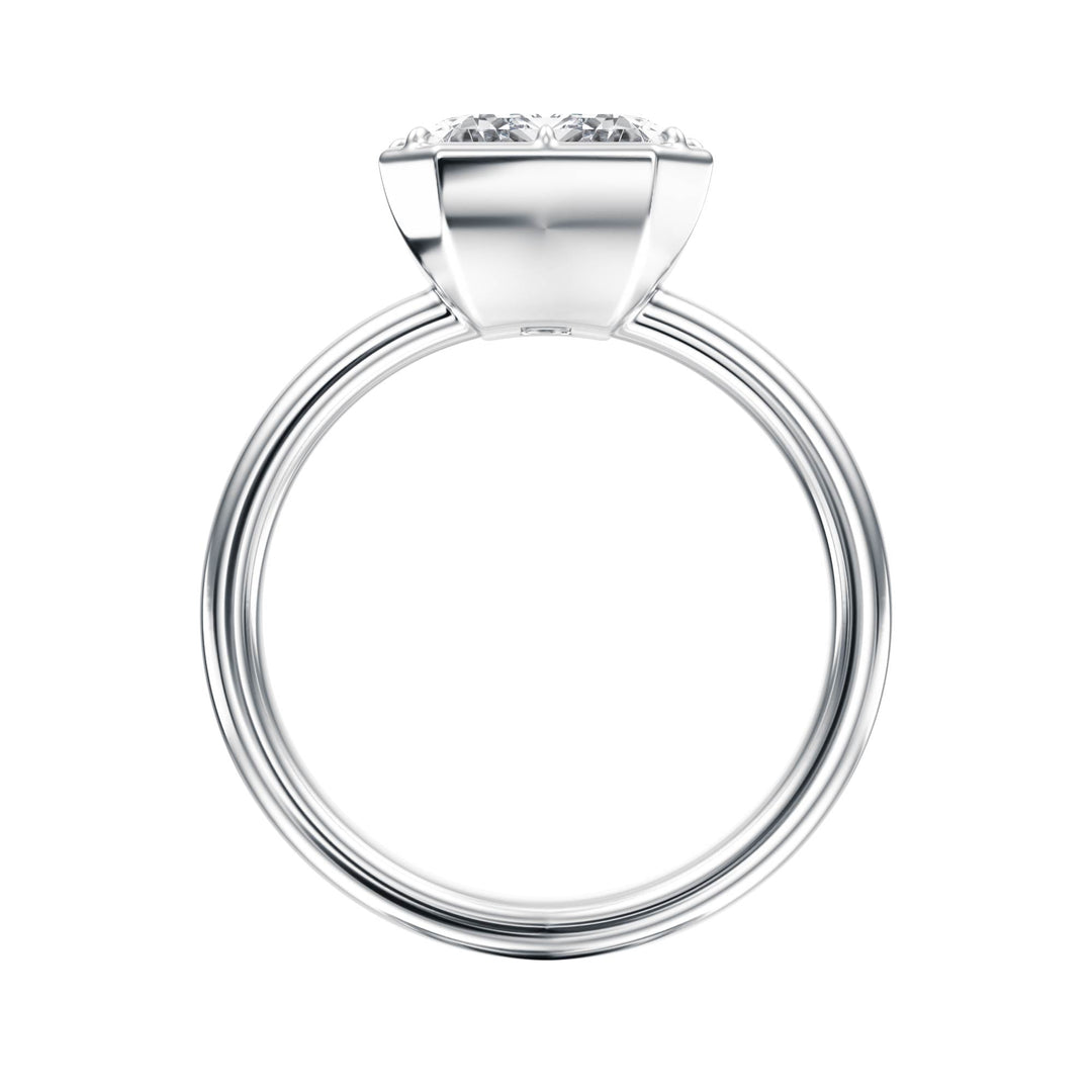 Solenne Button Back Emerald Diamond Engagement Ring - R1075 in Ring by 18 KARATS INC.