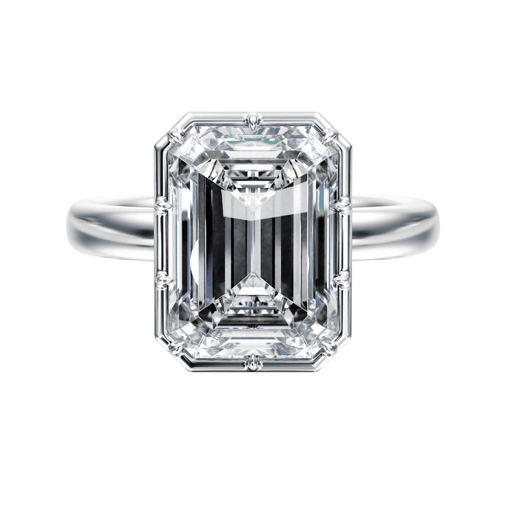 Solenne Button Back Emerald Diamond Engagement Ring - R1075 in Ring by 18 KARATS INC.