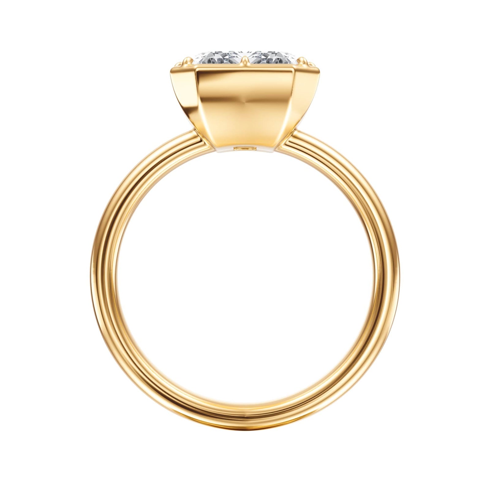 Solenne Button Back Emerald Diamond Engagement Ring - R1075 in Ring by 18 KARATS INC.