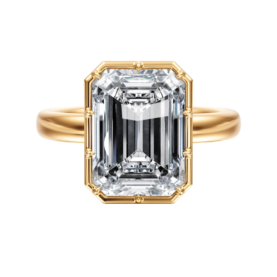 Solenne Button Back Emerald Diamond Engagement Ring - R1075 in Ring by 18 KARATS INC.