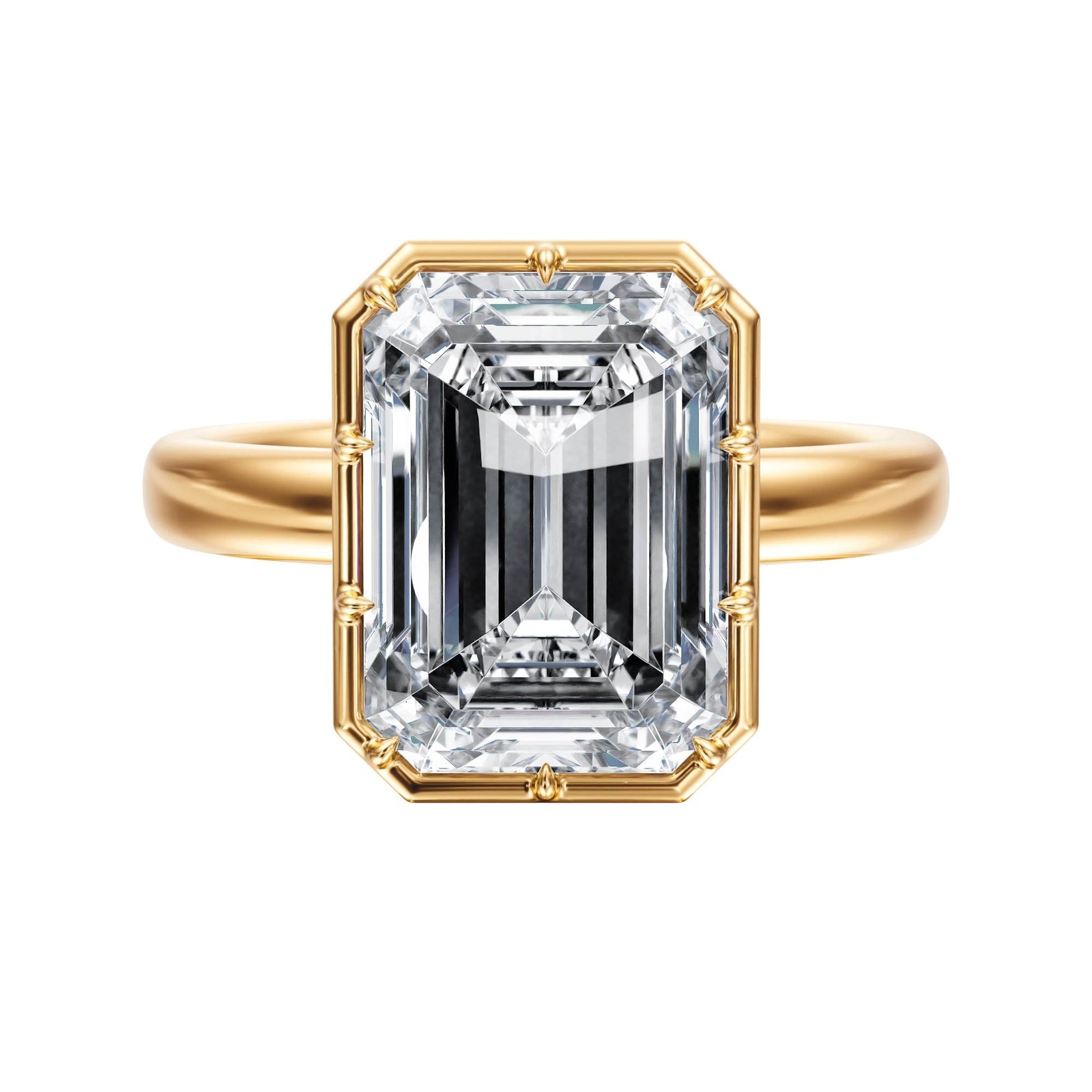 Solenne Button Back Emerald Diamond Engagement Ring - R1075 in Ring by 18 KARATS INC.