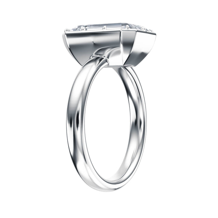 Solenne Button Back Emerald Diamond Engagement Ring - R1075 in Ring by 18 KARATS INC.