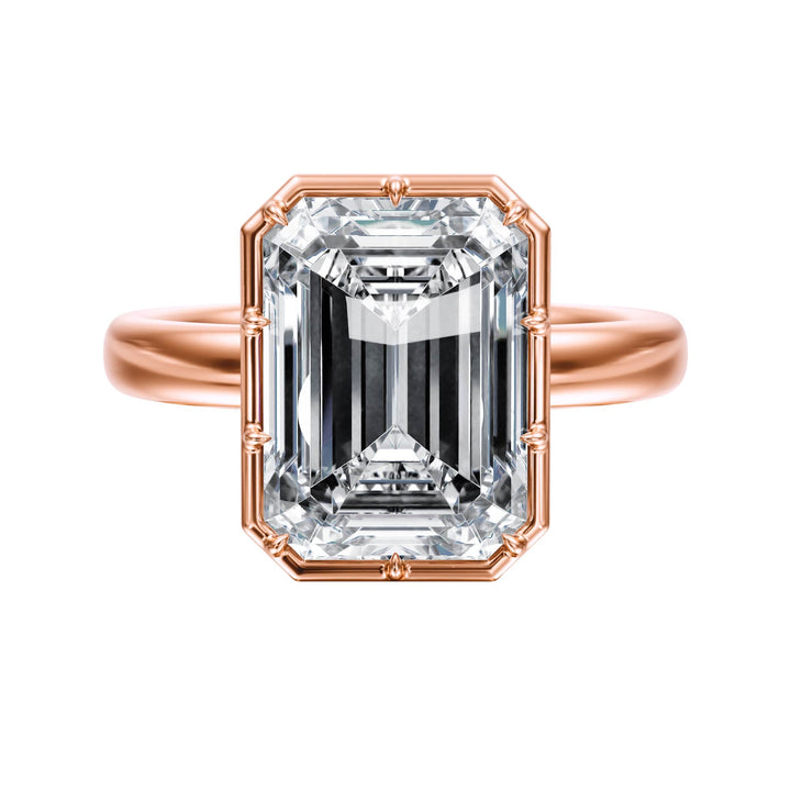 Solenne Button Back Emerald Diamond Engagement Ring - R1075 in Ring by 18 KARATS INC.