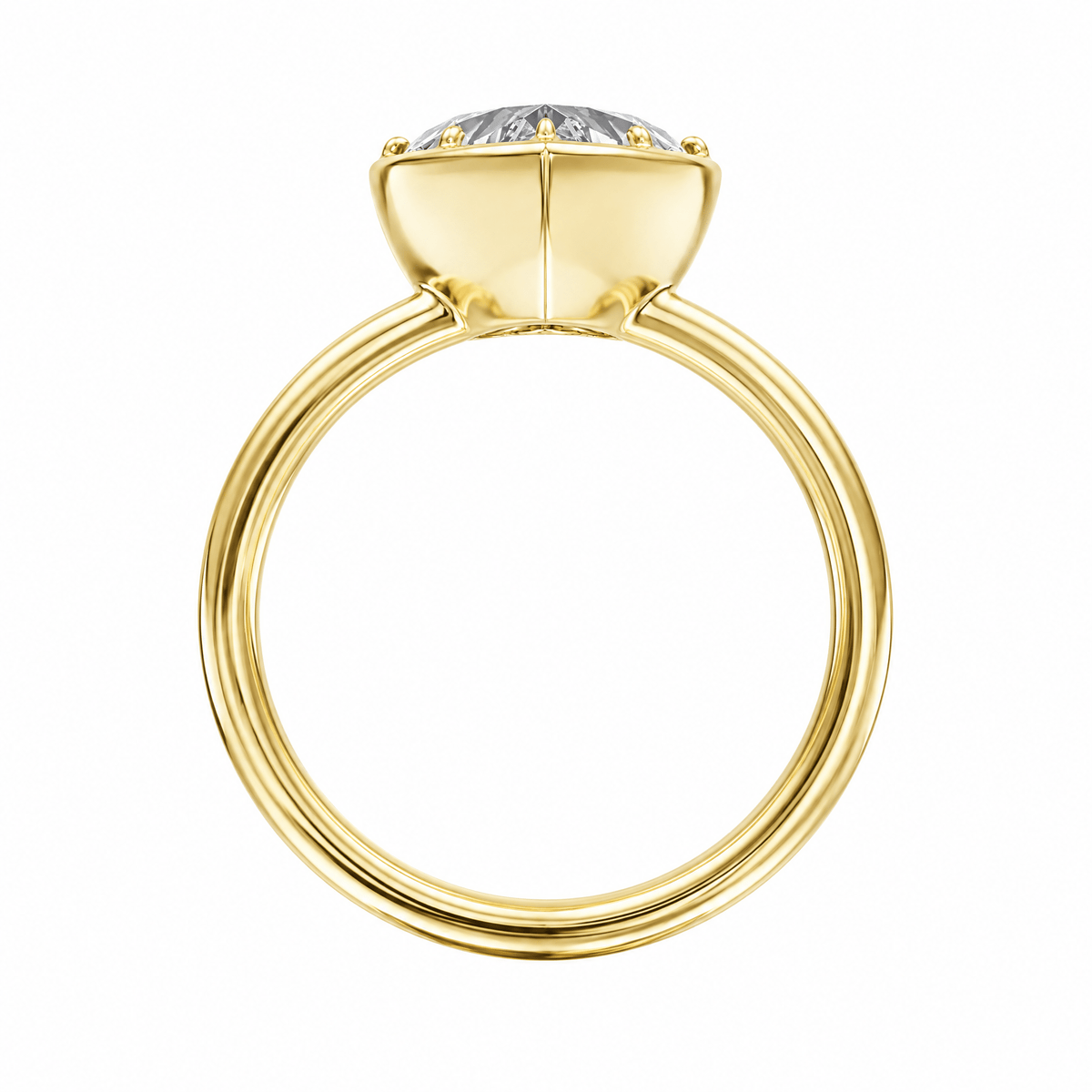 Solenne Button Back Heart Diamond Engagement Ring in Ring by 18 KARATS INC.