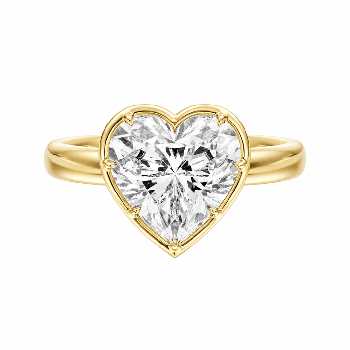 Solenne Button Back Heart Diamond Engagement Ring in Ring by 18 KARATS INC.